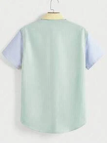 EASEVO Camisa de manga corta tejida de corte holgado y de múltiples colores a rayas, adecuada para el verano, talla grande para hombre - Multicolor - Ver 8
