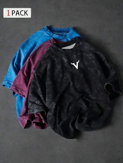 Sport MetroGents Men's Bull Print Short Sleeve Casual Sports T-Shirt