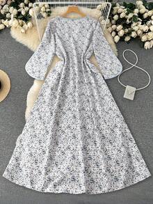 Al Najma Plus Size Women V-Neck All-Over Print Casual Party Dress - Multicolor - View 10
