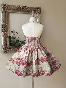 Sweetra Đầm chữ A dáng phồng jacquard thanh lịch cỡ lớn, thích hợp cho mùa xuân/hè. - Hồng - Xem 2