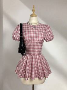 Sweetra Y2K性感复古格子度假亚文化学院风连衣裙 - 彩色 - 查看 4