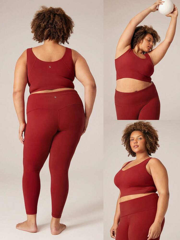 FeatherFit™ U Neck U Back Cropped Sports Bra Tank Top Low Impact Yoga Pilates Daily Removable Cups