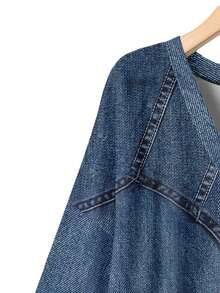 EMERY ROSE Plus Size Women Casual Minimalist Denim Effect Print T-Shirt, Suitable For Summer - Multicolor - View 6
