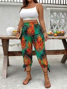 EMERY ROSE Plus Size High Waist Drawstring 7/8 Pants, Spring/Summer - Multicolor - View 4