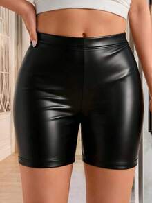 Maweii Plus Size Fitted Printed Casual Shorts For Summer - Black - View 1