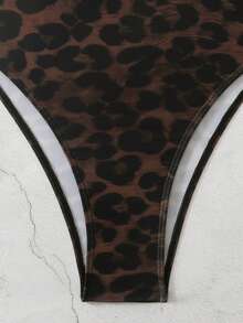 Swim Chiccia Women's Leopard Print Sexy Spaghetti Strap One Piece Swimsuit For Beach Vacation - Multicolor - View 7