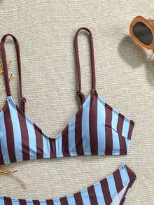 Swim Mod 女士两件式泳衣套装，性感度假风，可调节肩带，夏季沙滩装 - 彩色 - 查看 3