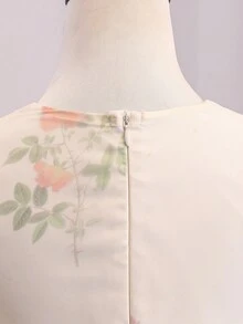 女童白色无袖长连衣裙，青少年时尚白色连衣裙 - 杏色 - 查看 8