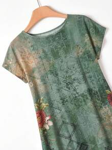 EMERY ROSE 女士休闲百搭图案连衣裙，复古花卉印花，优雅大方，适合春夏季 - 彩色 - 查看 3