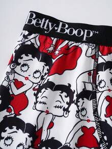 Betty Boop x SHEIN 女士字母卡通印花休闲日常三角裤 - 紅白色 - 查看 5
