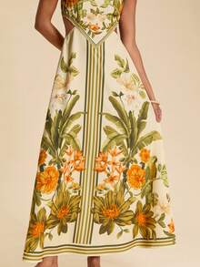 Travachic Đầm nữ họa tiết hoa, khoét lưng, kiểu dáng thường ngày. - Nhiều màu - Xem 4