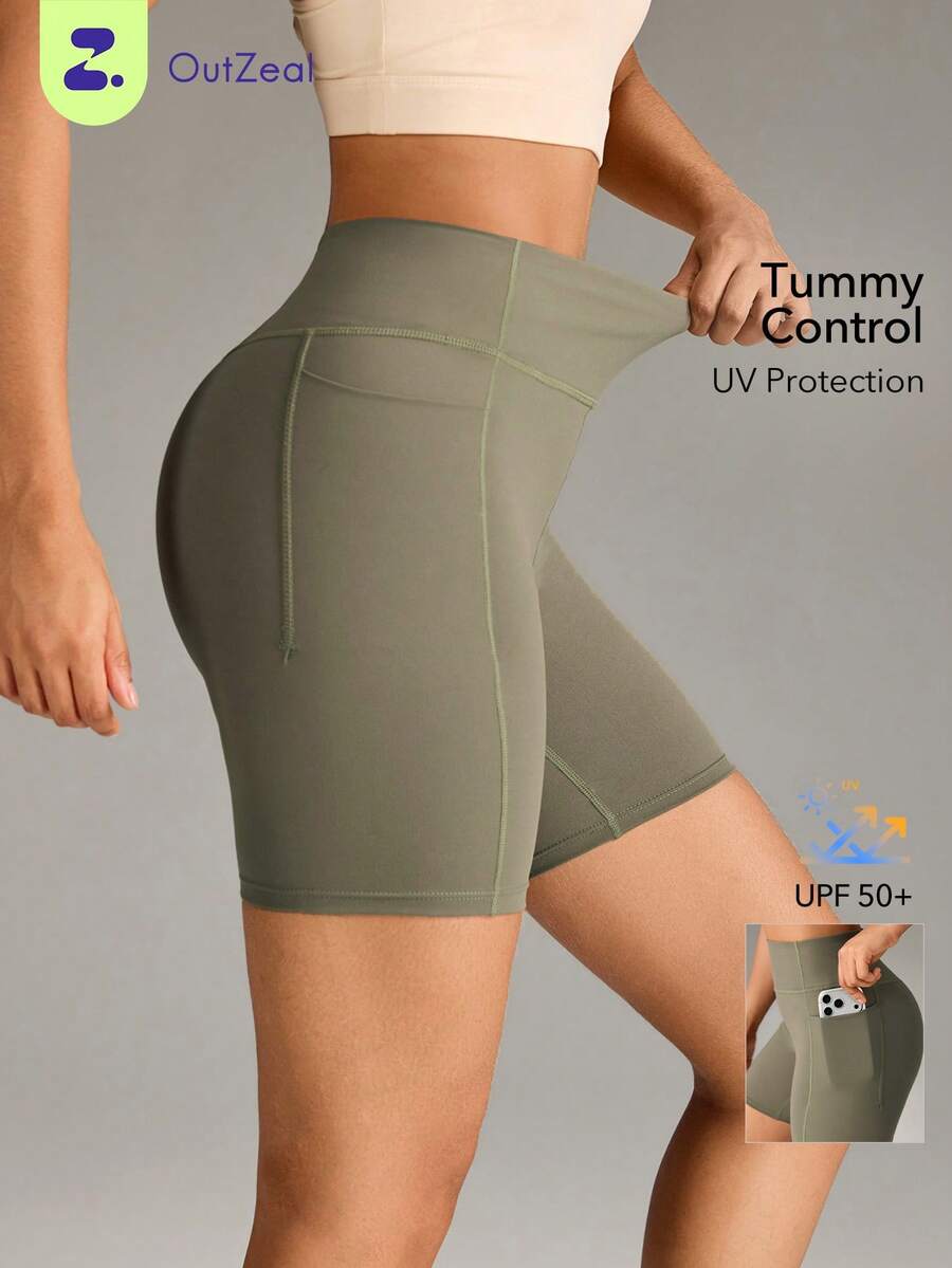 OutZeal Quần legging thể thao nữ mùa hè, mặc hàng ngày, co giãn mềm mại, ôm bụng. - Xanh lá cây Mù sương - Xem 1