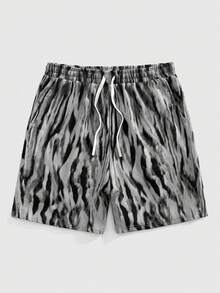ROMWE MEN Street Life Men's Animal Print Drawstring Waist Loose Shorts - Multicolor - View 6