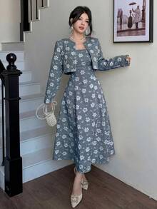 Modelyn Elegant Outdoor Ladies Jacquard Suit - Blue - View 6