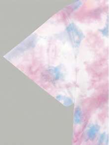 SHEIN Explorewe Girls' Knitted Digital Print Cute Cartoon Tie-Dye Top And Pants 2 Pieces Set,Lavender Summer Vacation Comfortable Skin-Friendly Fabric Daily Wear - Pink - View 5
