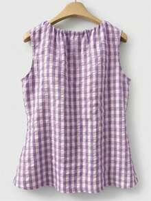 Linhara Hàng mới về mùa xuân/hè, áo hai dây và áo tank top in họa tiết phong cách thường ngày thoải mái dành cho nữ, thích hợp đi nghỉ mát. - Màu tím - Xem 2