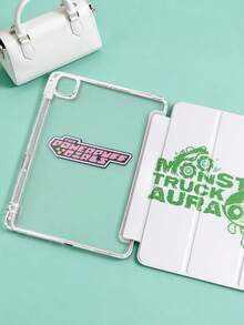 THE POWERPUFF GIRLS X SHEIN 透明亚克力三折双面印刷毛毛字图案彩绘保护套，兼容 iPad Mini 6/ Mini 7/Air/Air 2/9.7/10.5/10.2/Air 4/Air 5/10.9/Pro 11/10/2024 Air 11 (M2)/Pro 11 (M4) 2024/Air 11 英寸 (M3) 2025/ (A16) 11 英寸第十一代 2025 款。高透明度保护套，产品不含触控笔。部分型号在框架内设有内置触控笔插槽。 - 彩色 - 查看 4