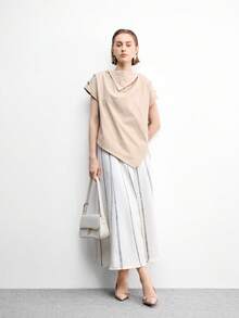 CUCCOO BIZCHIC 女鞋 女士尖头小猫跟鞋，杏色多条纹交叉低帮设计，日常通勤百搭工作休闲一脚蹬女式高跟鞋 - 杏色 - 查看 10
