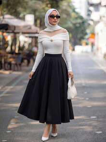 Calvaya 法式时尚休闲风白色V领针织打底衫长袖靓丽百搭白色上衣优雅奢华秋冬上衣T恤女T恤女上衣秋季服装女 - 白色 - 查看 5