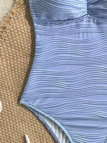 Bonvoyette Bộ đồ bơi liền thân nữ mùa xuân/hè mới, chất liệu vải họa tiết sóng biển màu xanh dương với họa tiết sao biển và vỏ sò, thích hợp cho bãi biển, hồ bơi và kỳ nghỉ. - Màu xanh lam - Xem 7