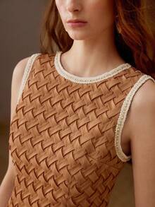 MOTF PREMIUM TEXTURED BODICE SHINY FLARED HEM FITTED ELEGANT WOMEN LONG DRESS - Champagne - View 2