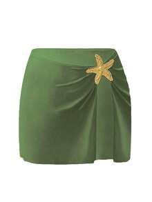 Swim Oasis 1件装 女士可爱五角星装饰休闲度假连体泳衣 - 軍綠色 - 查看 4