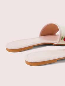 CUCCOO DOLLMOD Sandalias de confort rosas para damas, sandalias de verano con bordado de cerezas en estilo dulce - Rosa - Ver 5