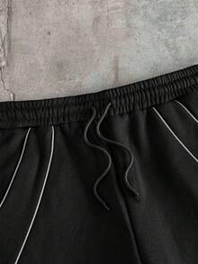 AXEPEAK Quần short nam dáng rộng, có dây rút ở eo và túi, kiểu dáng thường ngày. - màu đen - Xem 7