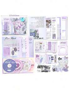 101Pcs/Bag Material Package INS Material Notebook Bag Series, Exquisite And Rich Sticker Material Paper Combination Gift Package, Scrapbook Supplies, Decorative Notebook Photo Frame Mobile Phone Case Water Cup Garbage Magazine Stationery Box DIY Personalized Collage - Multicolor - View 13