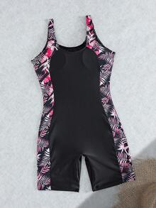 Swim Lushoire Plus Size Vacation Style Floral Print One-Piece Swimsuit For Summer - Multicolor - View 7