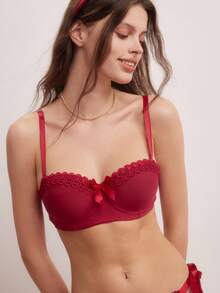 Áo ngực ren có gọng tương phản - Màu Tím - Xem 6