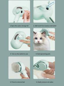 Teckwe Pet Steam Comb, Suitable For Cats And Dogs, 3-In-1 Cat Grooming Tool , Features Spray Function And Quick Hair Removal Button, Hair Removal Comb, Steam Comb With 200mAh Rechargeable Battery;Shipping Without USB-C Data Cable Included - Multicolor - View 3