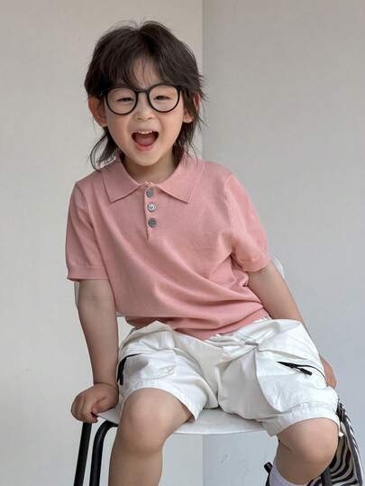 Dazy Kids 男童休闲纯色短袖Polo衫