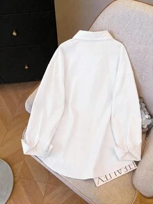 Cévolie 女士水钻装饰爱心图案前扣休闲长袖衬衫 - 彩色 - 查看 2