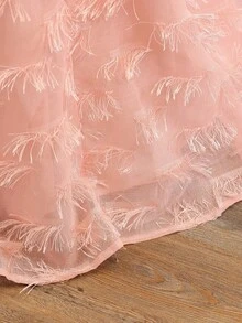SHEIN 少女优雅流苏设计不对称领口垂褶时尚连衣裙 - 粉色 - 查看 8