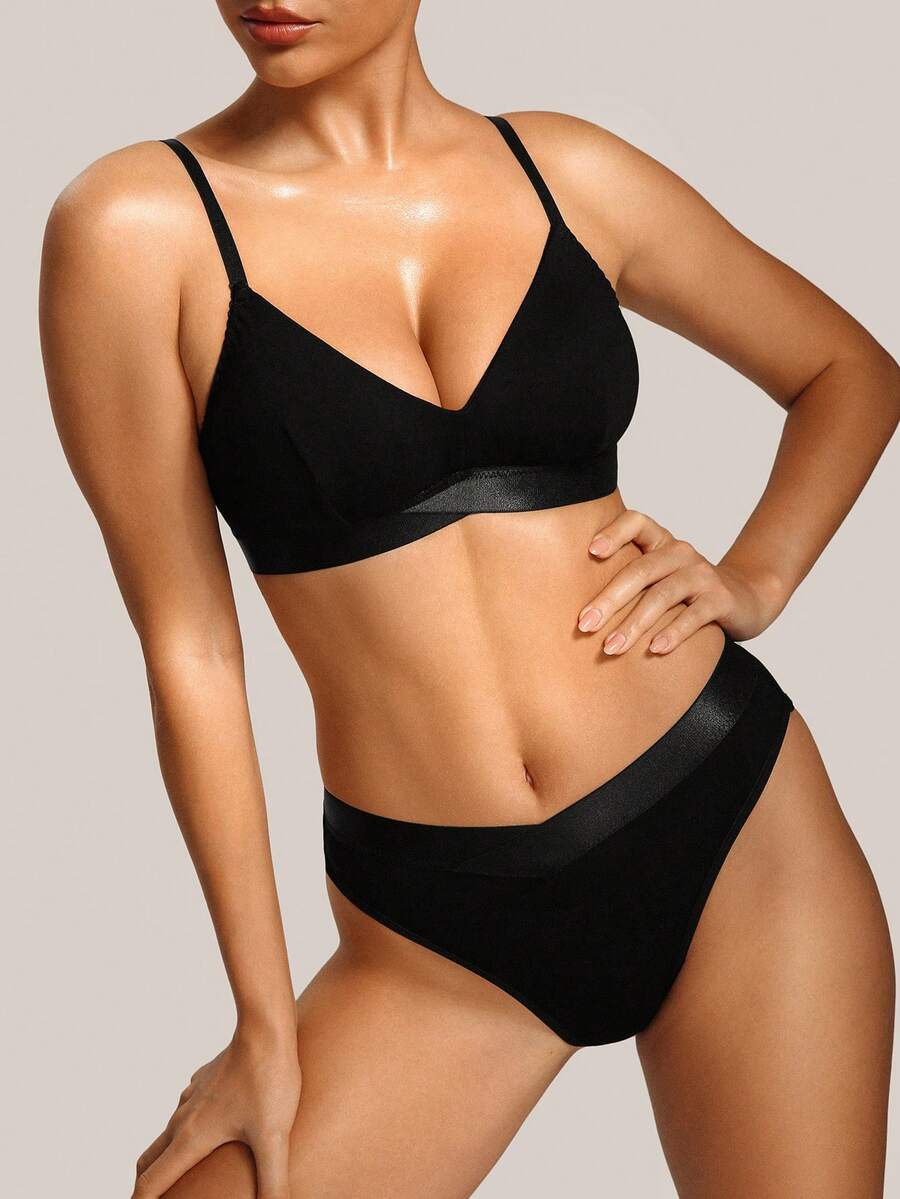 Barelissa 2pcs/Set Wireless Bra For Women - Black - View 1