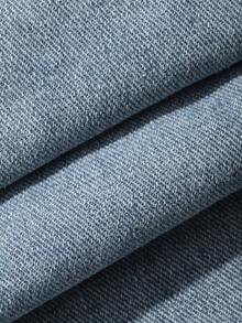 Bộ áo liền quần denim dáng rộng thoải mái dành cho nữ, có túi. - Màu xanh lam - Xem 6