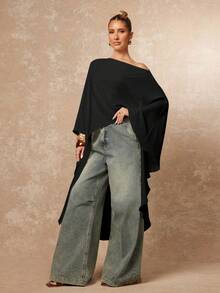 Lumalex 新款秋季/优雅休闲女式纯色不对称下摆宽松长袖上衣白色上衣，适合奢华舞会、聚会、宴会、低调奢华、闪亮节日派对、锐舞节、郊游、度假、户外度假、婚礼季、宴会派对、新年亮片装扮、派对盛宴、情人节约会等场合，适合春夏穿着，是春季女装的理想之选。 - 黑色 - 查看 7