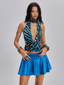 TypaGal Damen Batik-Neckholder-Top mit tiefem Ausschnitt und rückenfrei, sexy - Verschiedenfarbig - Übersicht 3