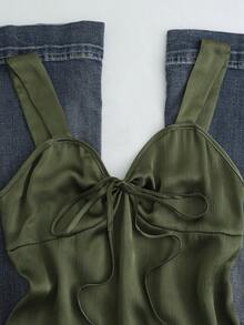 Nuevo top de verano para mujer con cuello halter, cintura fruncida y lazo, sexy y casual para vacaciones - Verde 2 - Ver 8