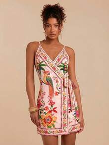 Travachic Women's Side Wrap Tie Floral Print Beach Vacation Dress,Summer Dresses For Women - Multicolor - View 3