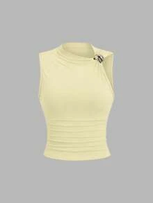 Sweetra Blusa ajustada con fruncidos para mujer, adecuada para el verano - Multicolor - Ver 5