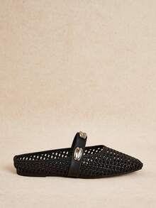 Rosivie Giày bệt nữ gót khoét rỗng tinh tế, giày bệt mũi vuông thanh lịch, thời trang và thoải mái. - màu đen - Xem 2