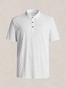 Mercer Haus 男士夏季透气冰丝polo衫亲肤时尚立领T恤短袖字母印花商务风上衣 - 白色 - 查看 1