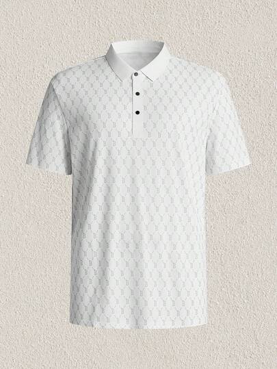 Mercer Haus 男士夏季透气冰丝polo衫亲肤时尚立领T恤短袖字母印花商务风上衣