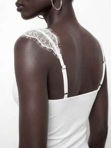 Maija 2025夏季新款优雅蕾丝领拼接修身白色衬衫，适合婚礼宾客、早午餐、机场、波西米亚风度假、音乐节、复活节、毕业典礼、日常休闲穿着 - 白色 - 查看 4