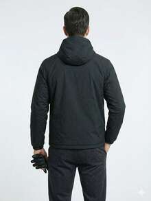 Rompe-vientos con gorro repelente al agua con forrada con micro fibra - Negro - Ver 4