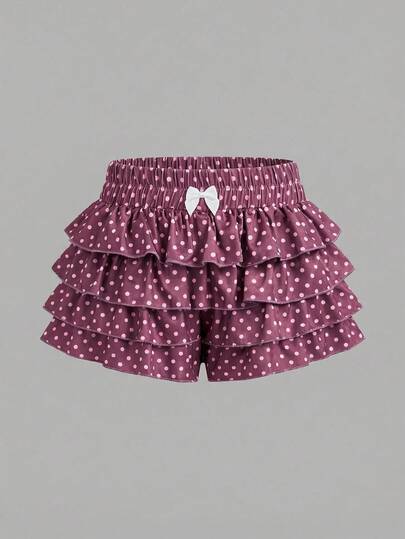 SHEIN Váy quần short màu trơn thường ngày dành cho bé gái tuổi teen.