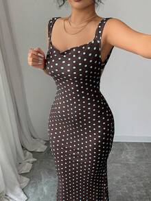 Elenzga 优雅复古波点露背拼接蝴蝶结鱼尾连衣裙，适合约会和派对，尽显优雅迷人气质。 - 彩色 - 查看 3