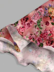 SHEIN MOD Draped Neck Ditsy Floral Maxi Dress For Women, Fitted Spaghetti Strap Mermaid Hem, Suitable For Vacation In Summer - Multicolor - View 3